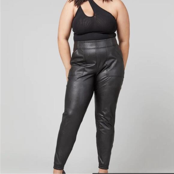 Spanx Faux Leather Joggers Womens Pants Size S - Picture 1 of 8